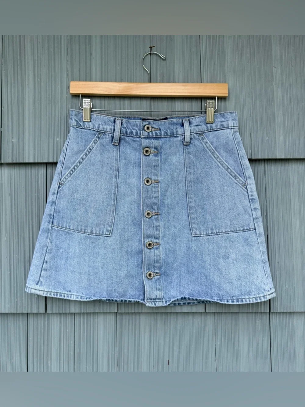 lucky brand denim utility skirt with pockets, women's size 8/29, button down - Picture 6 of 16